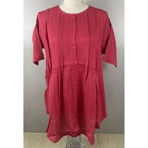 VTG PHOOL Women's Tunic Blouse Short Sleeve Red Size S - STYLE 5262 NWT